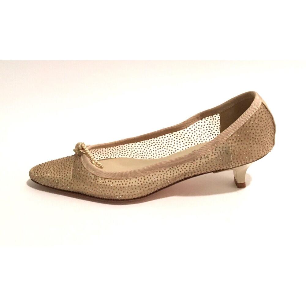 PAUL MAYER Attitudes Royal M Riviera Woman's Size 6.5 Beige Glitter Kitten Heels - Picture 5 of 7